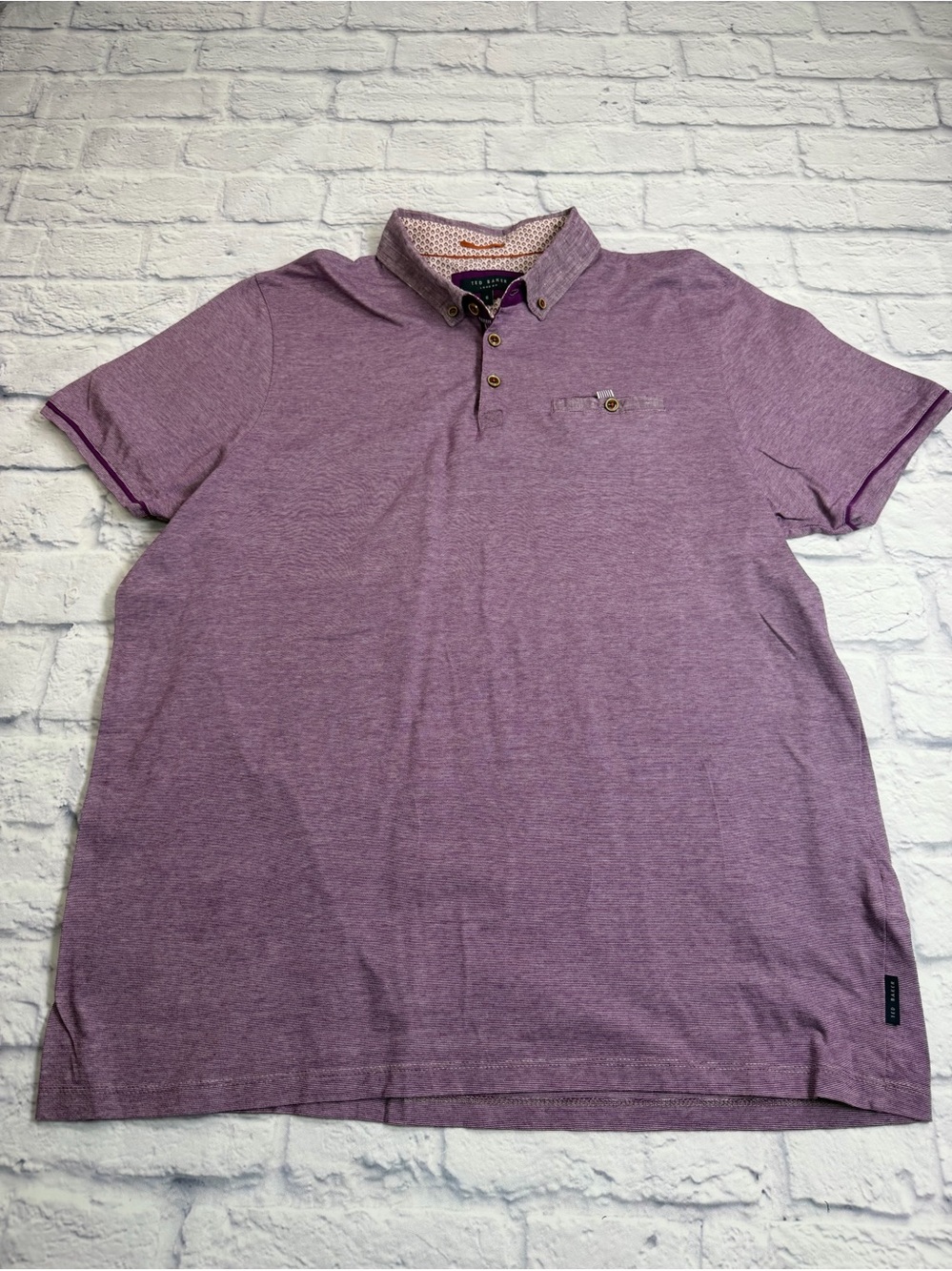 Ted Baker London Men's Purple Polo Shirt - Classic Short Sleeve Uk Size 6.
